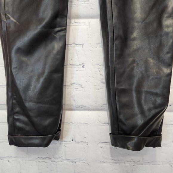 Esqualo Faux Leather Women's Pants with Pockets Black - 10 - Picture 3 of 6